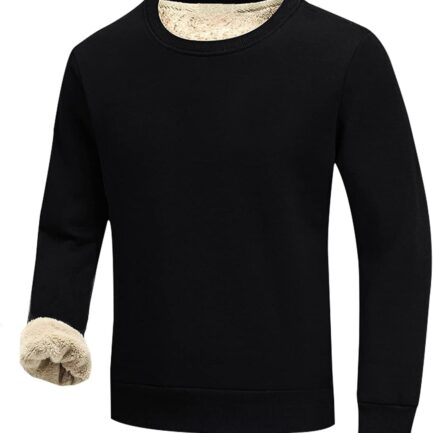 Men's Warm Crewneck Sherpa Lined Fleece Sweatshirt Pullover Tops