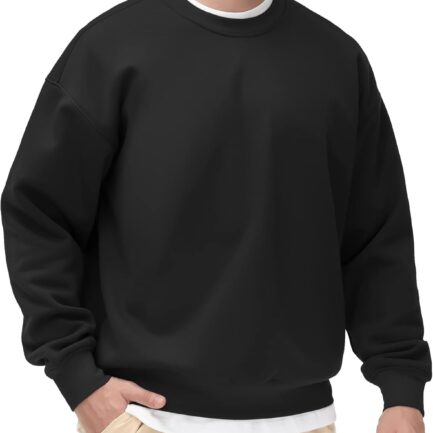 Men's Fleece Crewneck Sweatshirt Thick Loose fit Soft Basic Pullover Sweatshirt