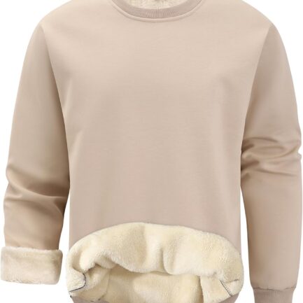 Men's Warm Crewneck Sherpa Lined Fleece Sweatshirt Pullover Tops