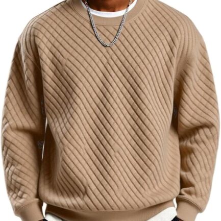 Men's Crewneck Sweatshirt Geometric Texture Casual Long Sleeve Sweatshirts Fashion Pullover Shirts