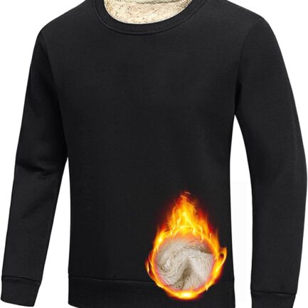 Men's Sherpa Lined Sweatshirt Fleece Crewneck Winter Thermal Thick Pullover Top