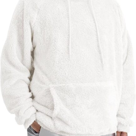 Men's Fuzzy Sherpa Hoodie Sweatshirt Long Sleeve Fashion Pullover Fall Outwear Winter Hooded
