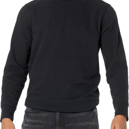 mens Long-Sleeve Lightweight Fleece French Terry Crewneck Sweatshirt